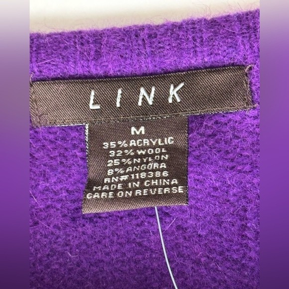 LINK Purple Cardigan Sweater Wool Long Sleeve Button Front Knitwear M - Picture 4 of 8
